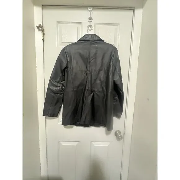Worthington Women's 100% Genuine Leather Jacket Black Size M Blazer Mob Wife - Picture 8 of 16